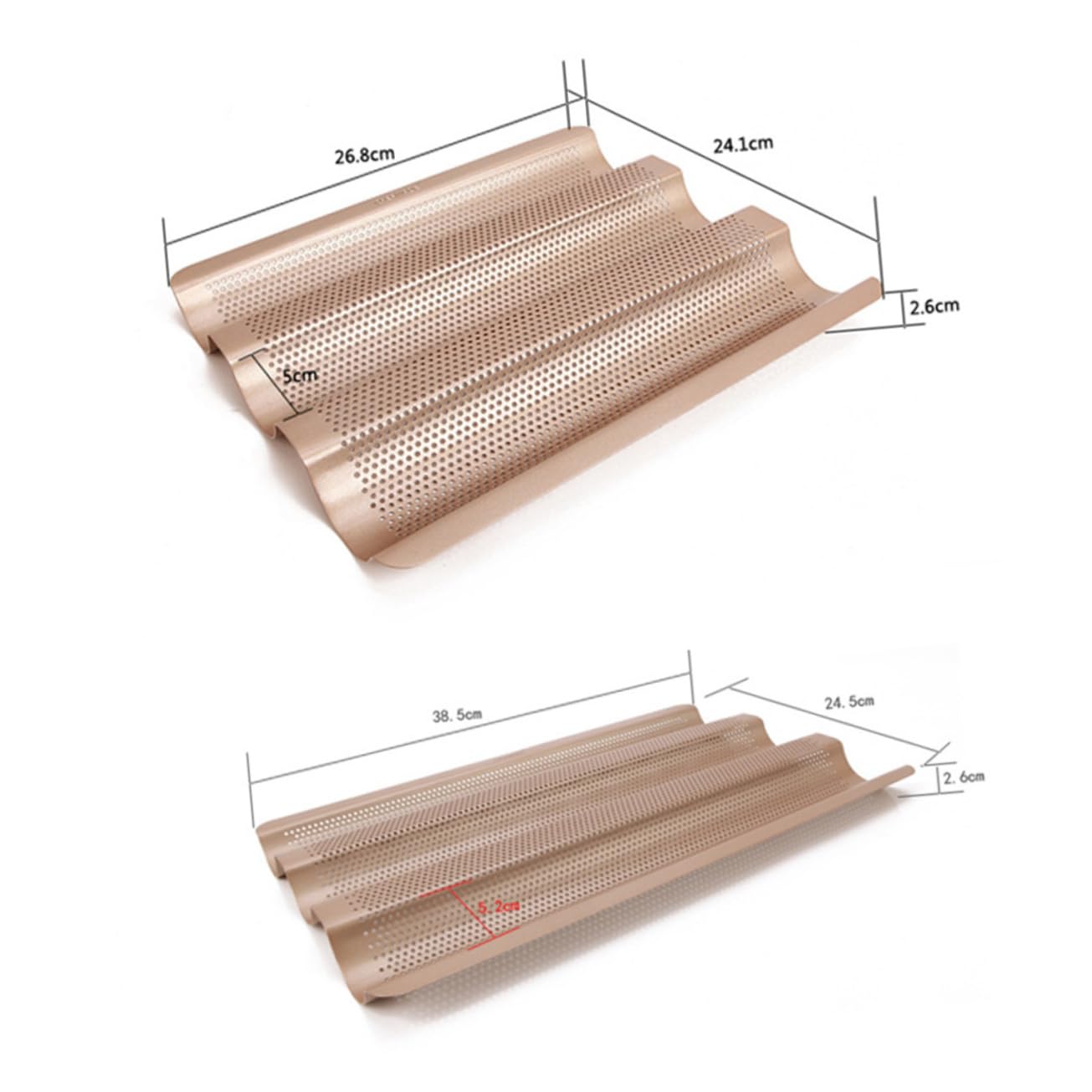 CONGARTENO 1pc Nonstick French Bread Baking Tray Frame Rack Small Loaf Mold for Artisan Baking Golden Finish Bakeware for and Loaves