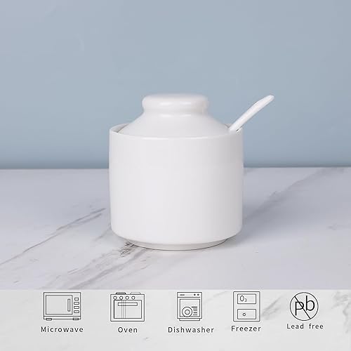 Miniatura 4 de HAOTOP Azucarero de 8 onzas con tapa y cuchara, dispensador de azúcar de cerámica, contenedor de azúcar, accesorios de barra de café, recipientes de