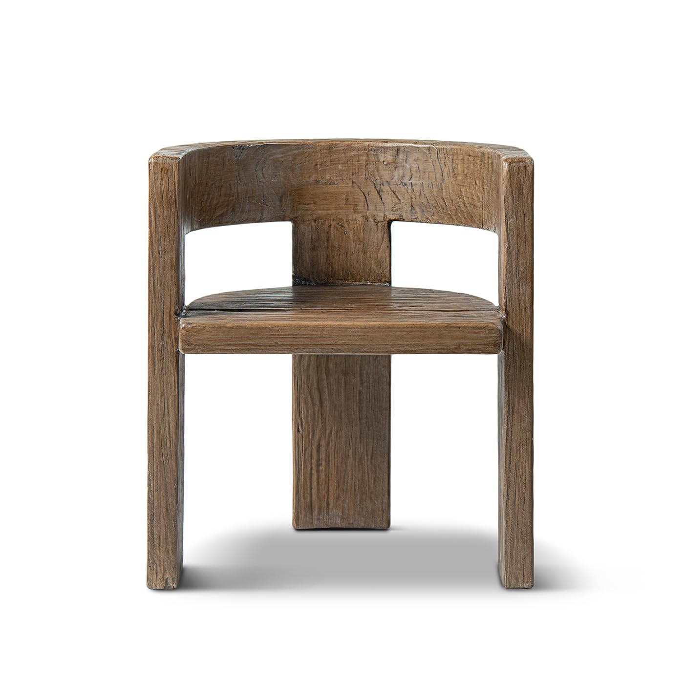 Photo 1 of ** MAJOR DAMAGE SELLING FOR PARTS**Jennifer Taylor Home Soren Solid Reclaimed Elm Sculptural Accent Curved Dining Chair, Heritage Medium-Dark Brown Reclaimed Elm