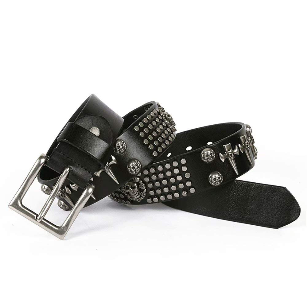 Cool Poetry New Punk Style Leather Men DJ Belt Skull Head Wild Belt
