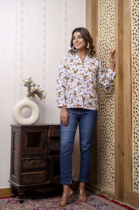 Image of Women's Cotton Floral Printed Summer Coat | Helps to Protect From Sunrays, Dust Pollution, Sunburn, Tanning of Skin | Ideal for Driving, Hot Summers, Traveling
