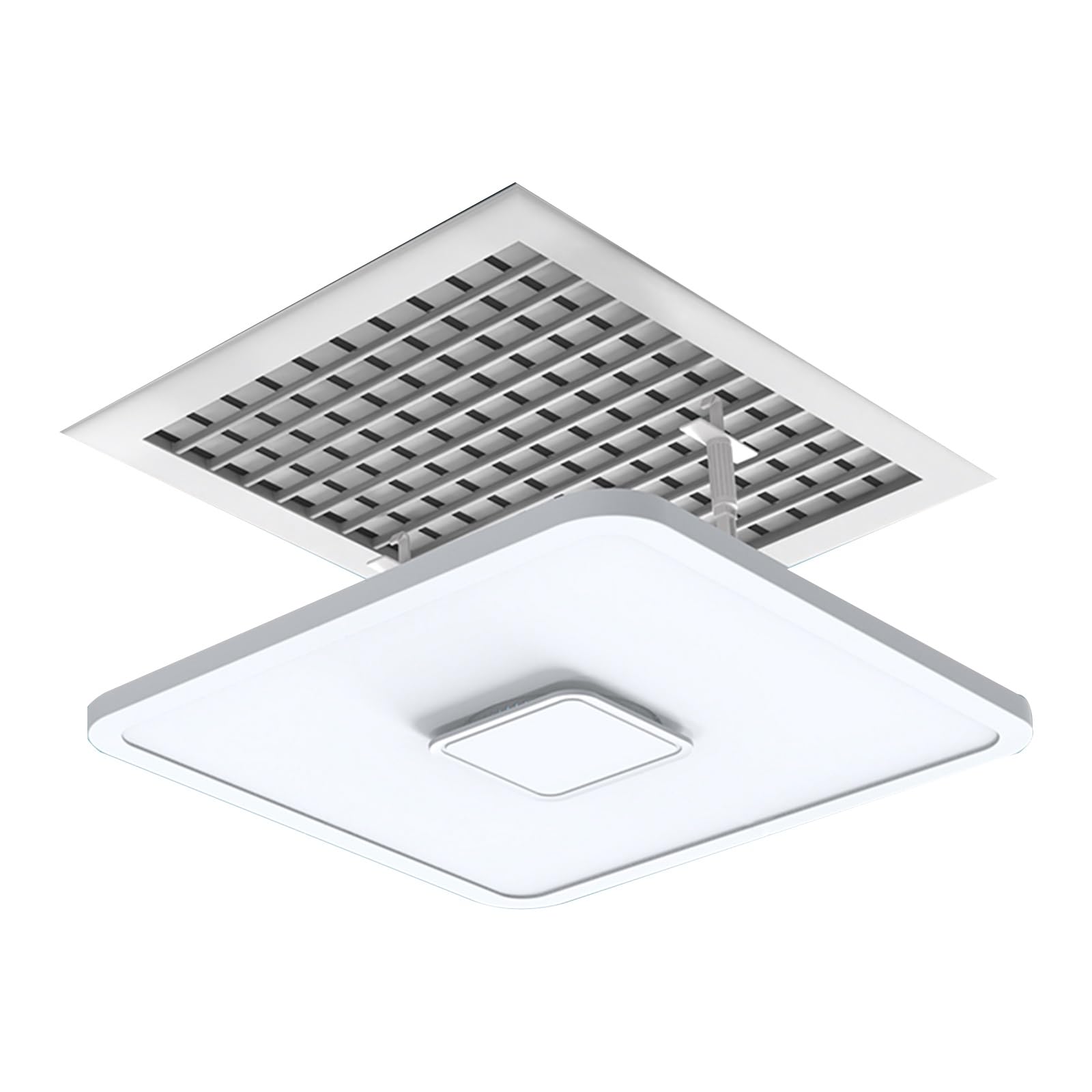 YGER JZGB Ceiling Air Vent Deflector, AC Vent Diverter with Waterproof Cotton, Adjustable Angle, Extended Bracket, for Top Air Conditioning Outlet(35x35cm/14x14in)