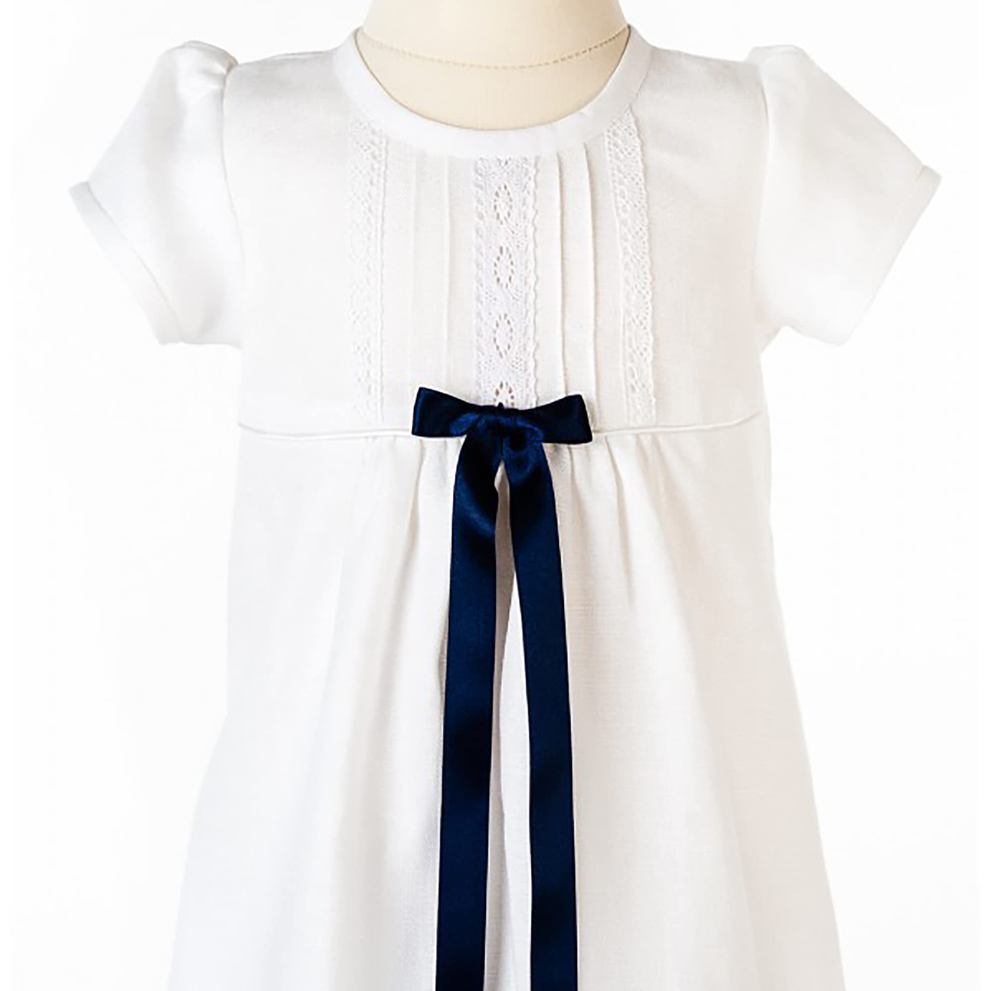 Taufkleider Junge und Mädchen Baby aus Weißem leinen mit Blauen details - Langes Taufkleid. Taufkleidung im schwedischen Design, Größe Baby 62 68 74 80 86