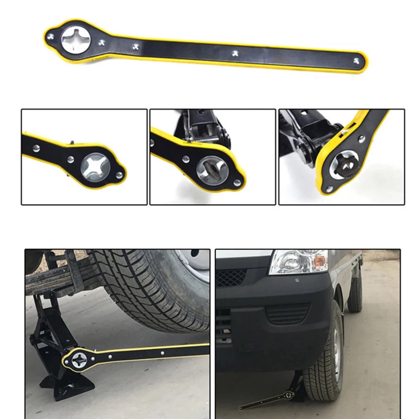 KAISAL Chiave Per Cric Auto 360° - Chiave A Cricchetto Per Sollevamento Auto Con Adattatore, Per SUV, MPV E Auto Familiari - Foto 4