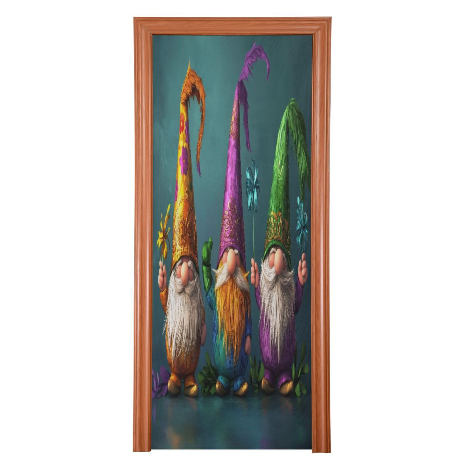 FLildon Mardi Gras Gnomes Carnival Door Cover Decoration, Party Accessory Porch Decor for Festive Ornament Room Door Covers 35 x 79 Inch
