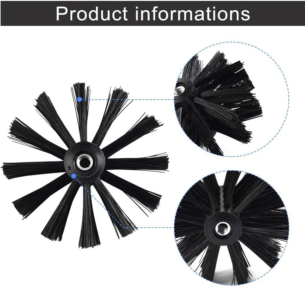 Dryer Vent Brush, M8 Thread Flexible Lint Brush Head, Dryer Duct Cleaning Kit Chimney Sweep Kit, Chimney Lint Remover for Cleaning Chimney Pipe, Nylon Bristle Head(150mm) (150mm Dia)