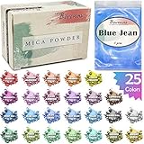 25 Colors of Mica Powder for Epoxy Resin dye | 5 Gram per Color Pigment Powder for Lip Gloss, Slime, Candle, Bath Bomb dye and Soap Colorant | 0.18oz