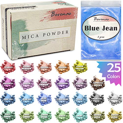 BENEVAS 25 Mica Epoxy Resin 5 Gram per Pigment Powder for Lip Gloss, Slime, Candle, Bath Bomb dye and Soap Colorant | 018oz,