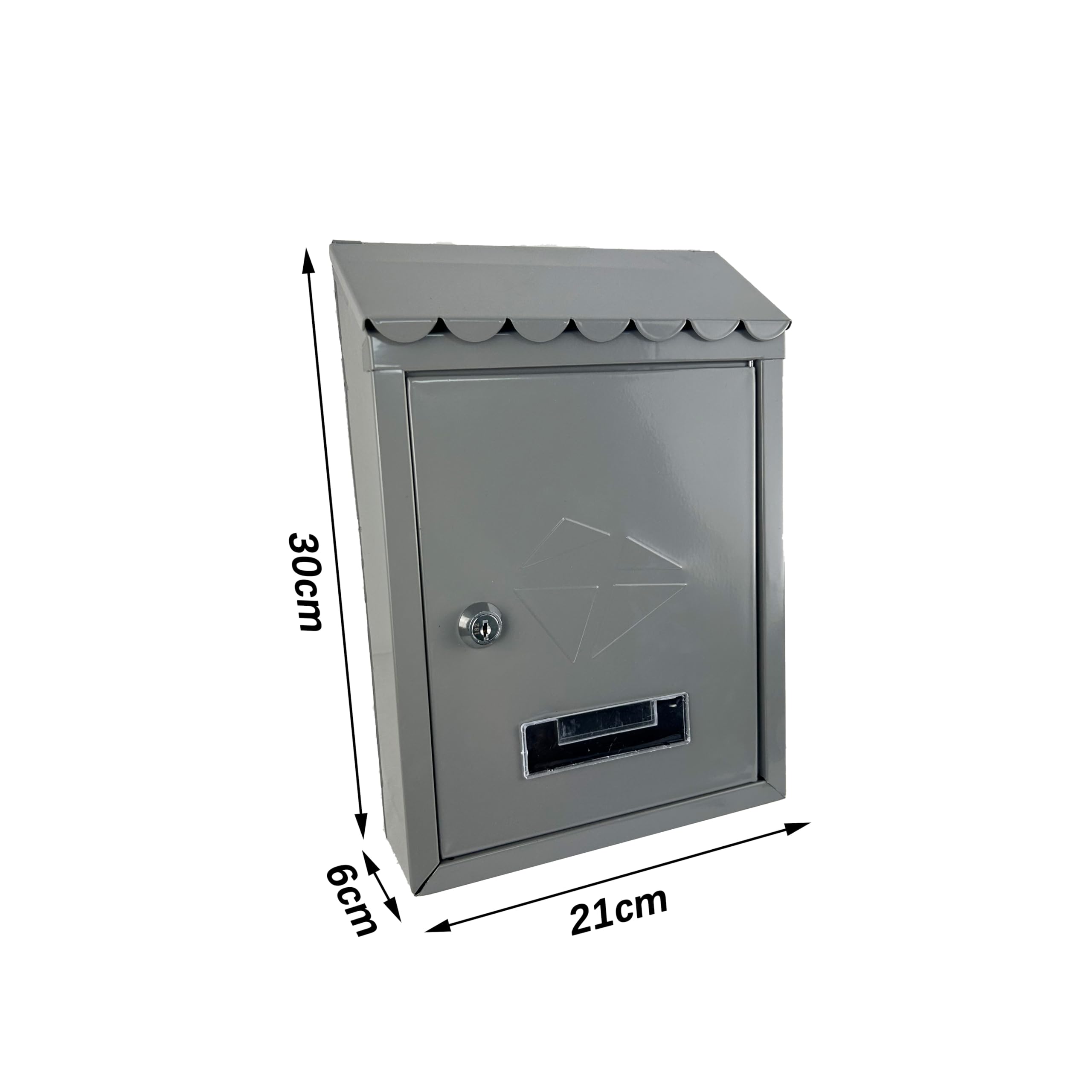 Buzón de Pared Correo con Tapa Antilluvia LH001, Buzón de Exterior de Metálico con Cerradura y Llaves 30x21x6cm. (Gris)