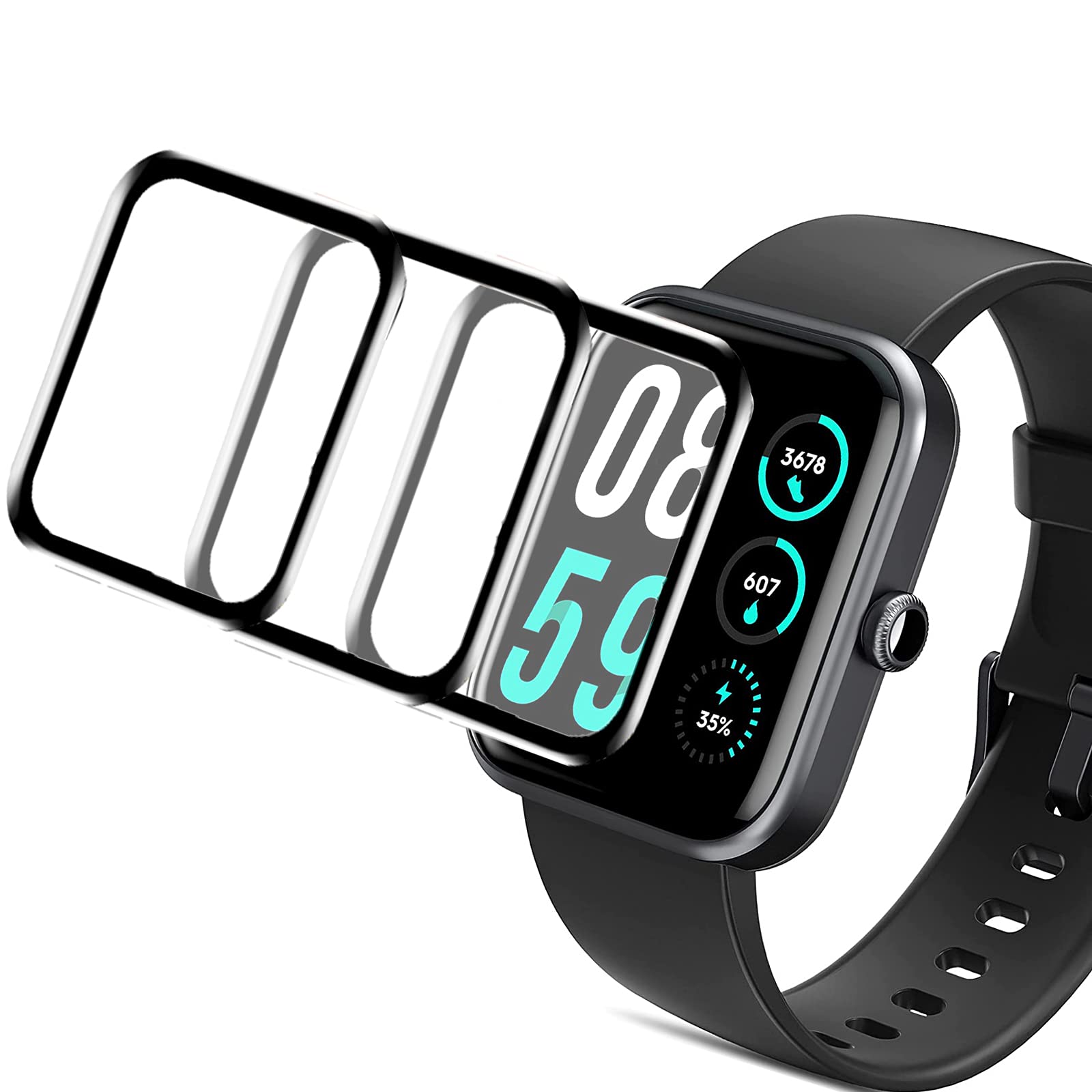 Lamshaw Compatible for AOKESI Smart watch Screen Protector, [3 Pack] 3D Full Coverage PET Soft Screen Protector Film Compatible for AOKESI 2021 Version 1.69'' / AOKESI Real 1 Smartwatch (3 pack)