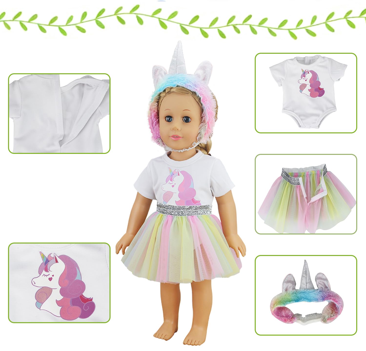 ZWOOS Vestiti per Babole per New Born Baby Doll, Abitini in Cotone
