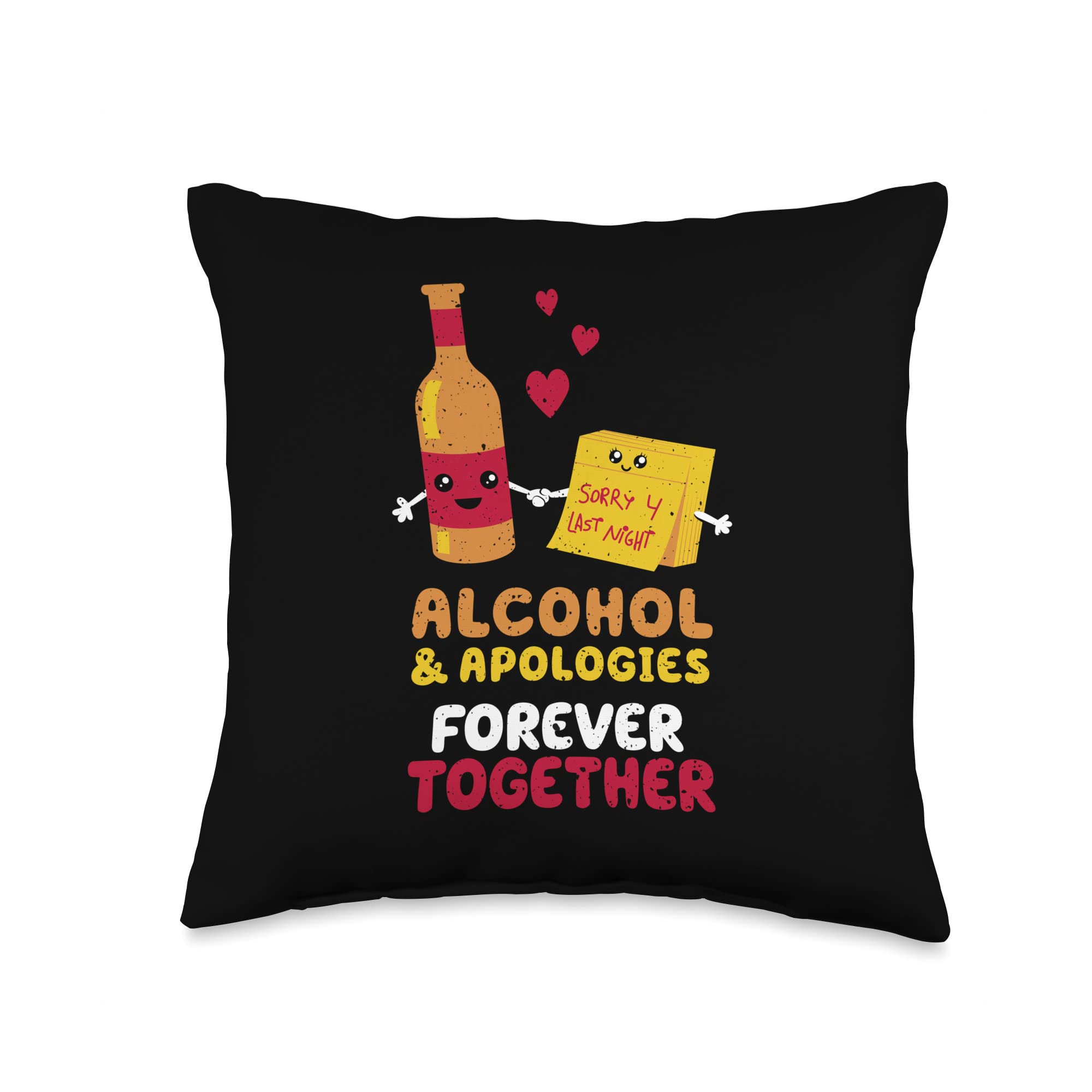 VinagreShopAlcohol and Apologies Forever Together Throw Pillow, 16x16, Multicolor
