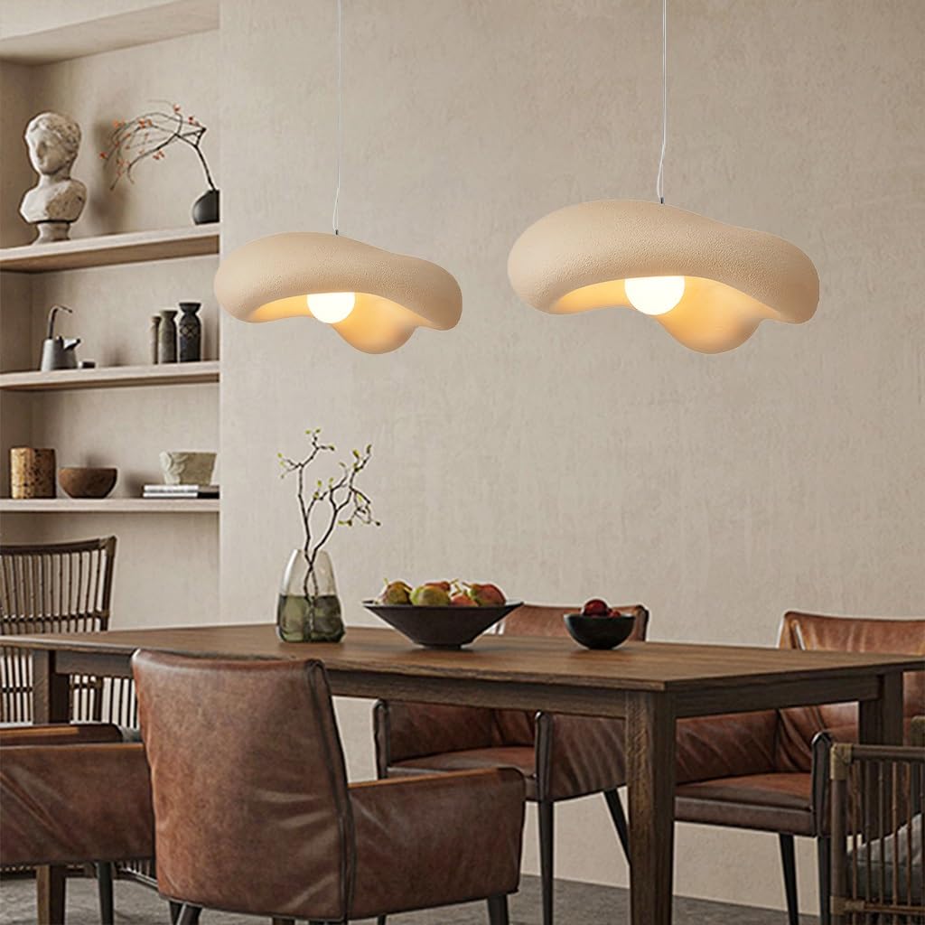Lumière Suspension Moderne Wabi Sabi Lampe Suspension Créative Unique En Forme De Nuages E27 Lustre Réglable Pour Salle À Manger Cuisine Îlot Éclairage Bracken Brown(30cm)
