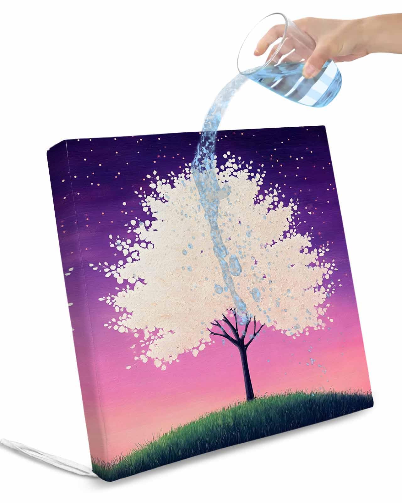 2 Pack Purple Star Sky Waterproof Cushion Covers with Ties, Outdoor Patio Chaise Lounge Chair Seat Cushion Slip Covers Replacement(Only Cover) Tree Retro Abstract Watercolor Art 22