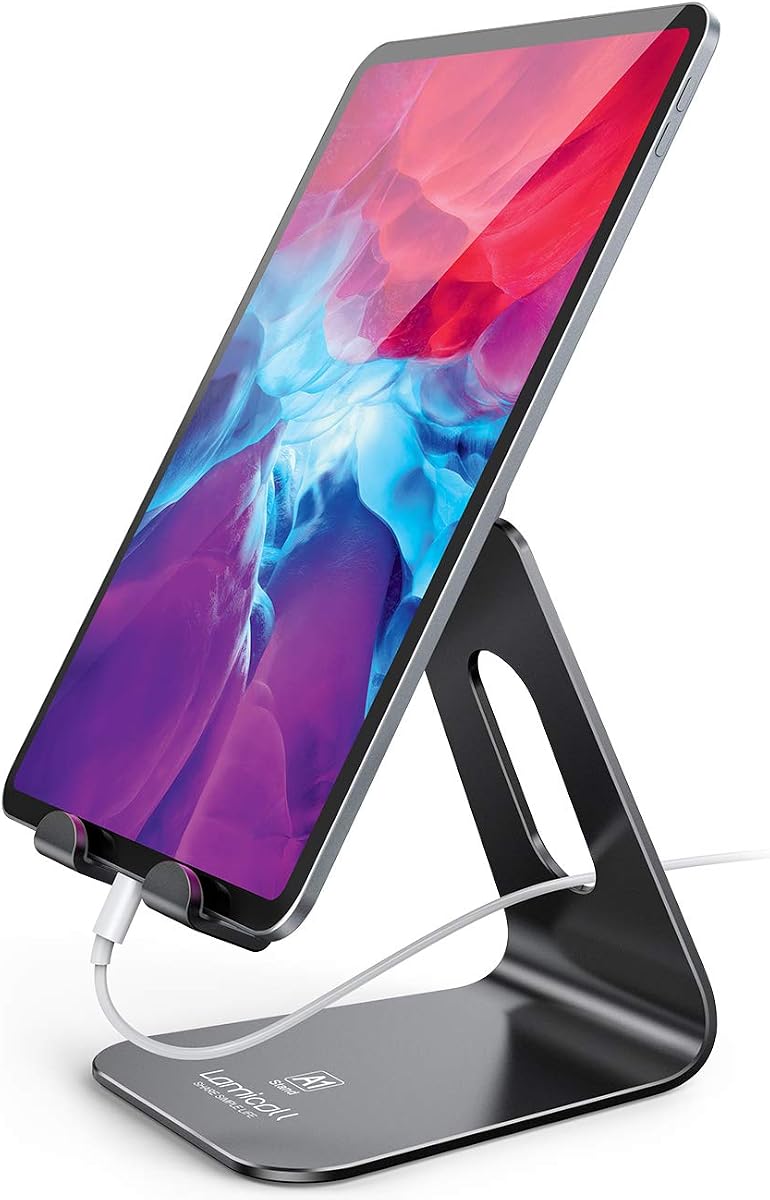 Lamicall Tablet Stand Holder for Desk - Adjustable Stand for 4-13" Tablets | Multi-Angle, All Aluminum, Adjustable Tablet Dock, Gifts for iPad Pro Air Mini, Kindle Fire, Galaxy Tabs Phones Accessories