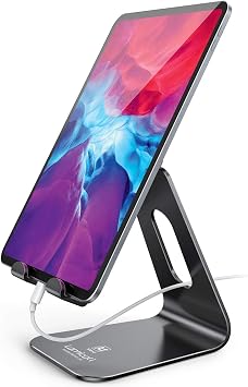 Lamicall Tablet Stand, Tablet Holder for Desk - Multi-Angle Adjustable Tablet Desktop Dock Gifts, Compatible with iPad Pro 11, 12.9, Air, Mini, Fire HD, Galaxy Tab, and Other 4-13 Tablets, Black
