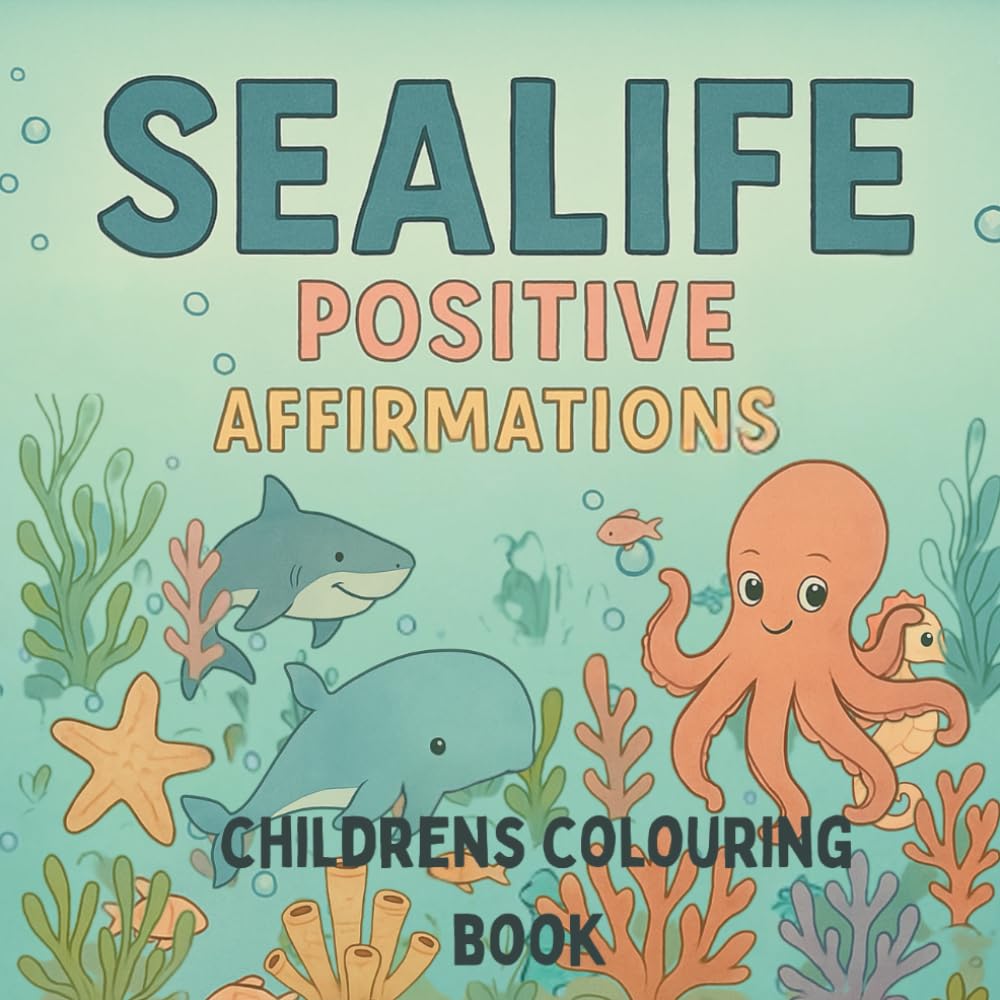 SEALIFE POSITIVE AFFIRMATIONS: A colouring book for children any individual with Sealife creatures and positive simile affirmations related to each sea life animal