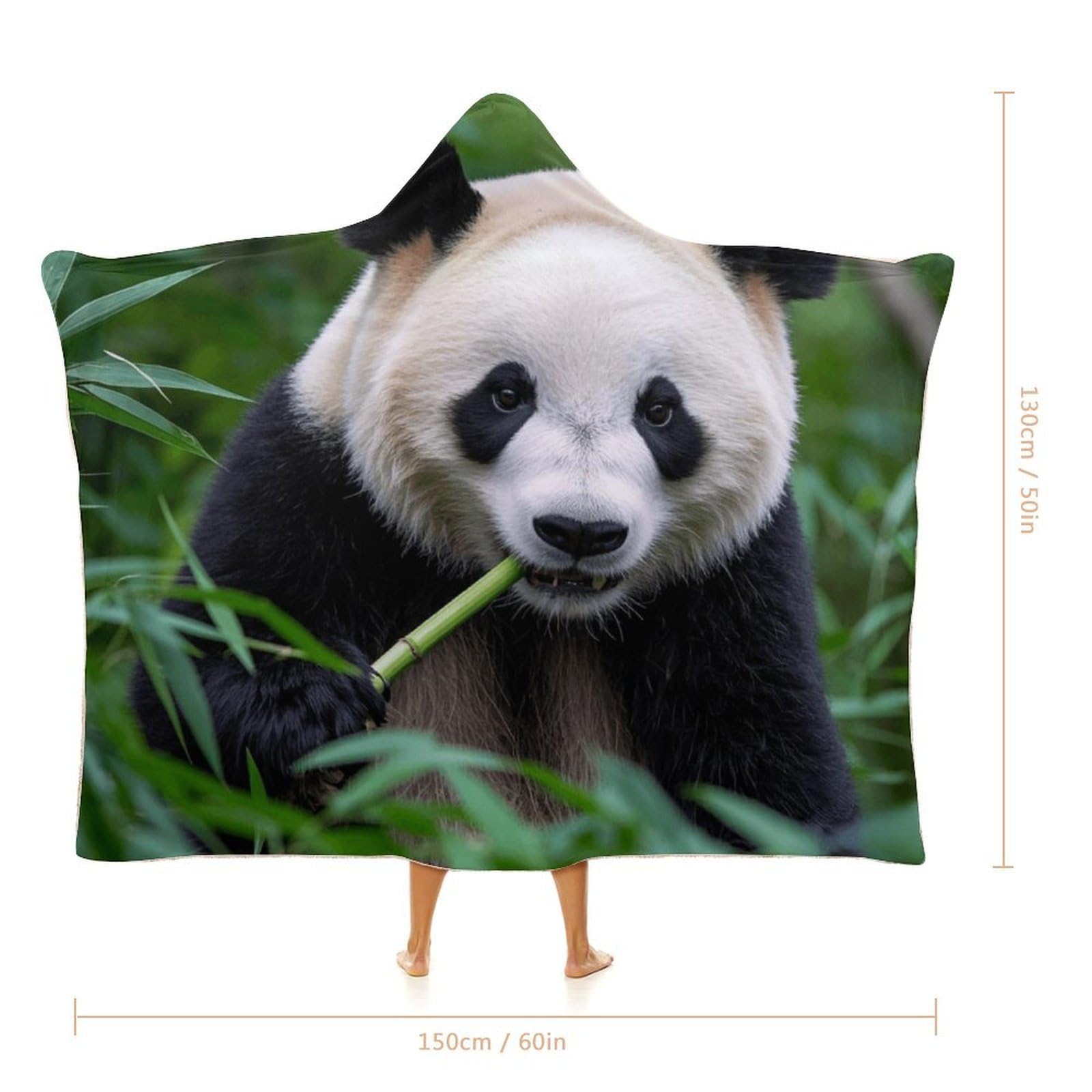 Koc do noszenia, ponczo na pelerynę, oversize, miękki, ciepły, narzuta, koc dla dorosłych, panda, koc z kapturem