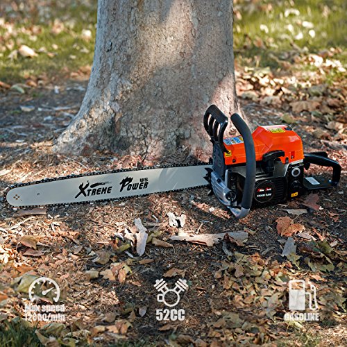 XtremepowerUS 2.7HP Gasoline Chainsaw 2-Stroke Engine Wood Cutting Tree Log Cutter Trimmer w Blade Cover EPA -52cc