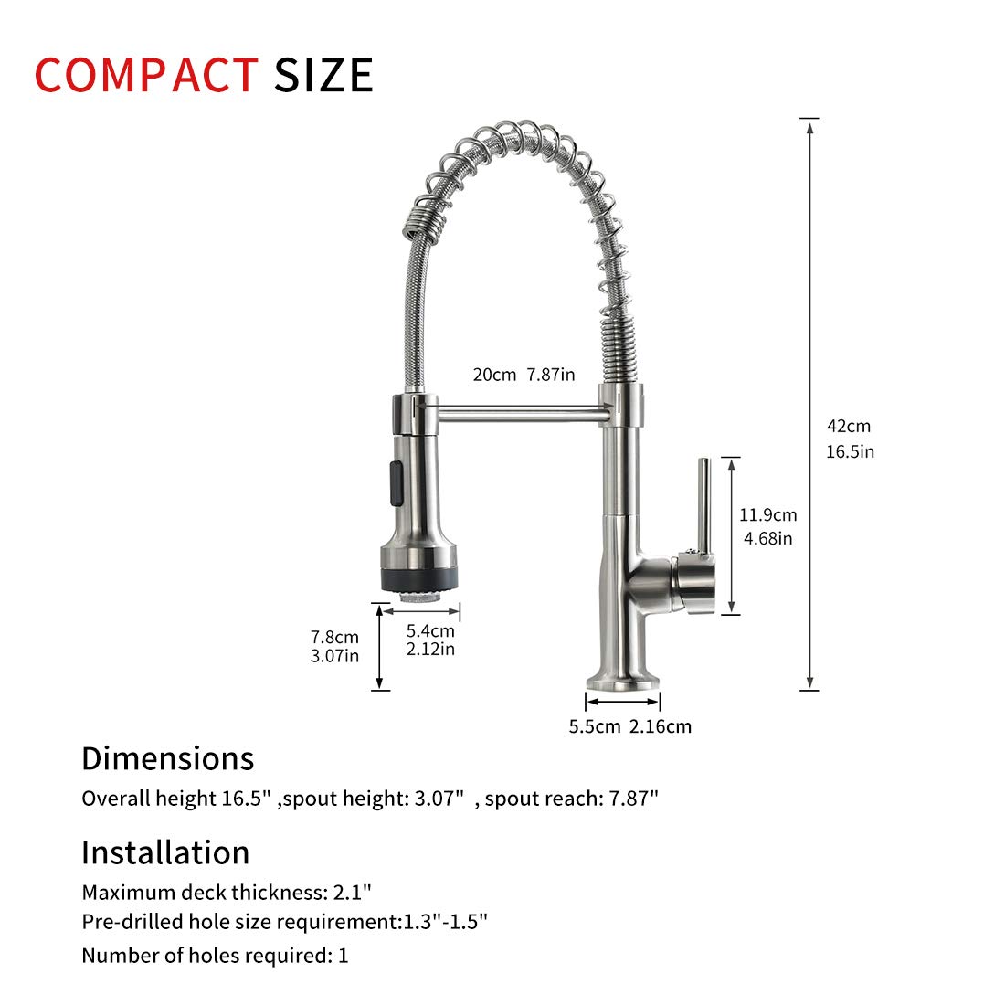 GIMILI Kitchen Faucet with Sprayer Modern Single Handle Pull Down