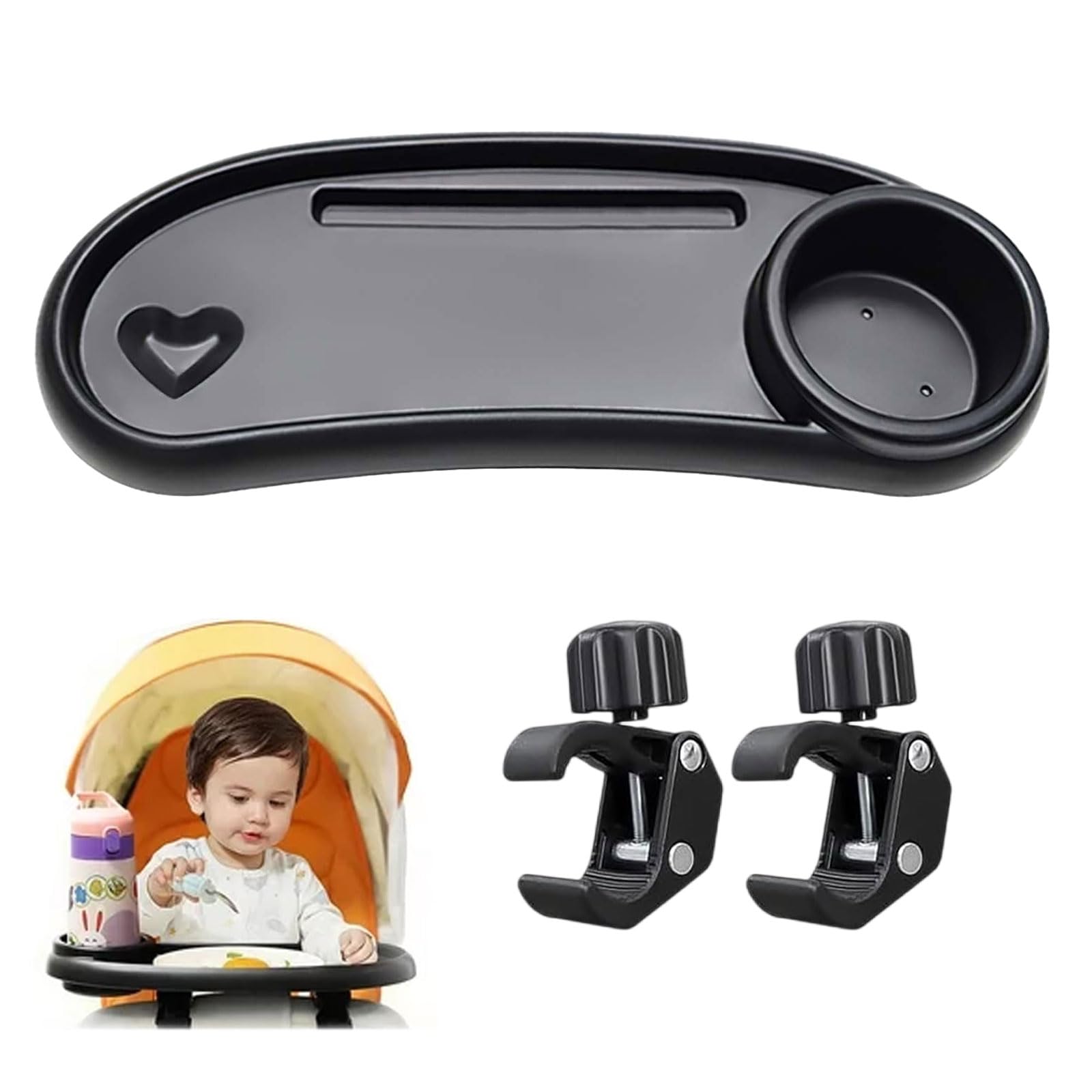 Bandeja universal para cochecito de bebé, bandeja universal para cochecito de bebé, con soporte para bebidas, accesorio para cochecito, adecuado para botellas de agua, alimentos, teléfonos móviles,