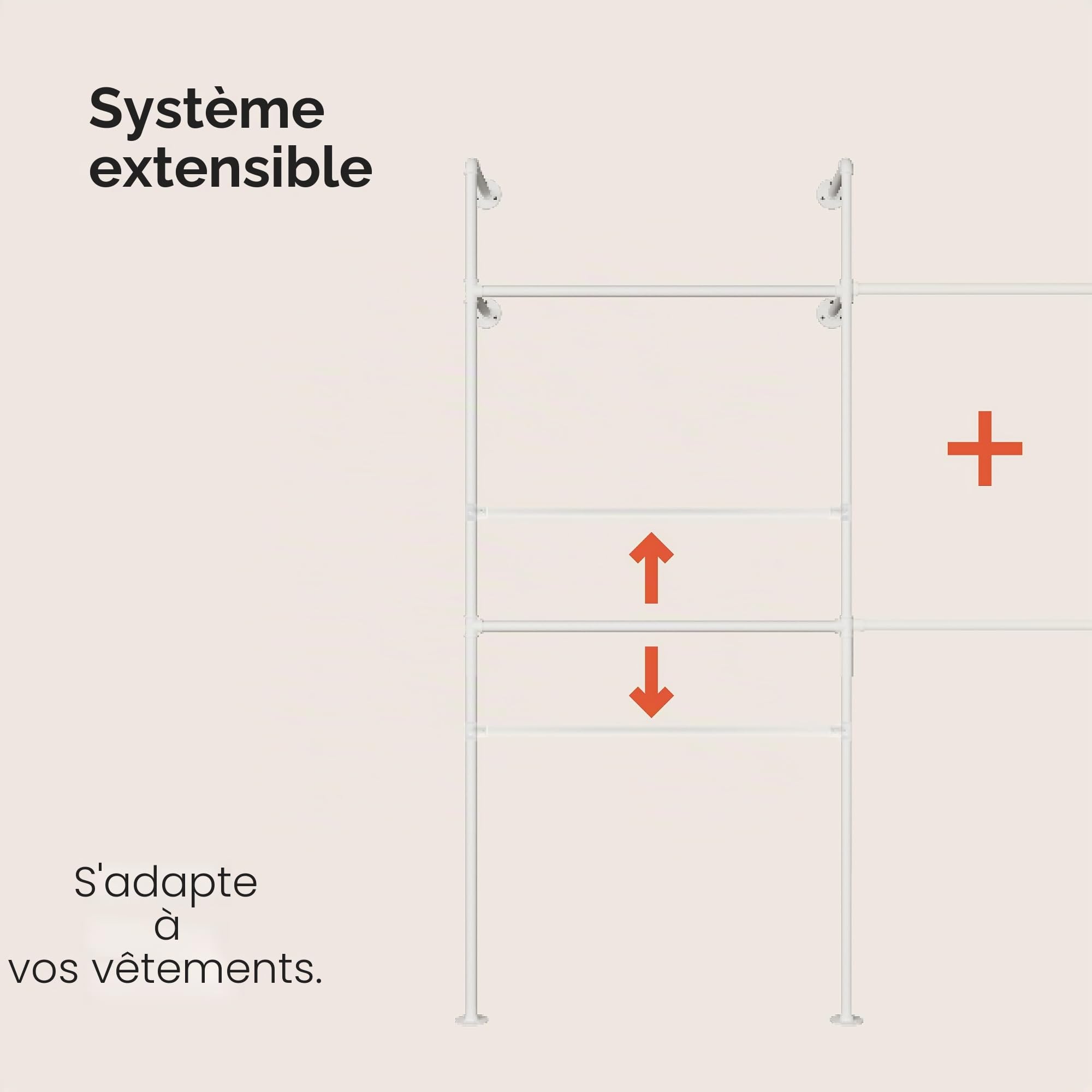 pamo Portant Vêtements Blanc Autoportant – 290 x 194 cm | Charge 100 kg | Penderie Ouverte Industrielle Métal Dressing Ouvert Design Blanc Mat pour Chambre, Entrée & Dressing
