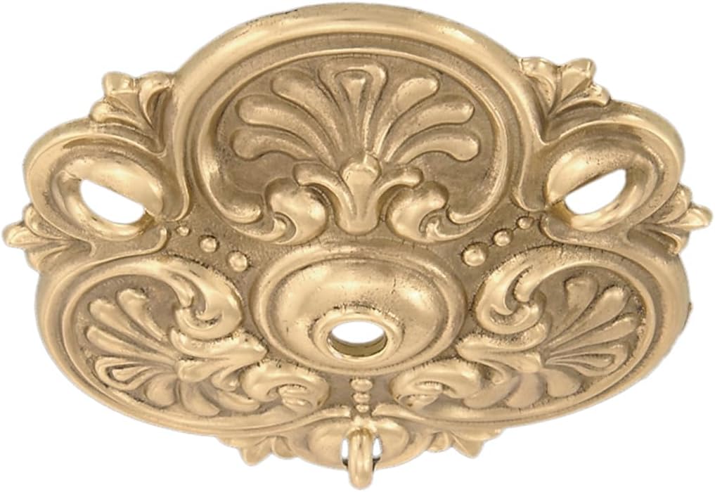 B&P Lamp® Brass Chain Drop Ceiling Light Canopy Plate, 5 1/4 Inch Diameter, Unfinished Brass