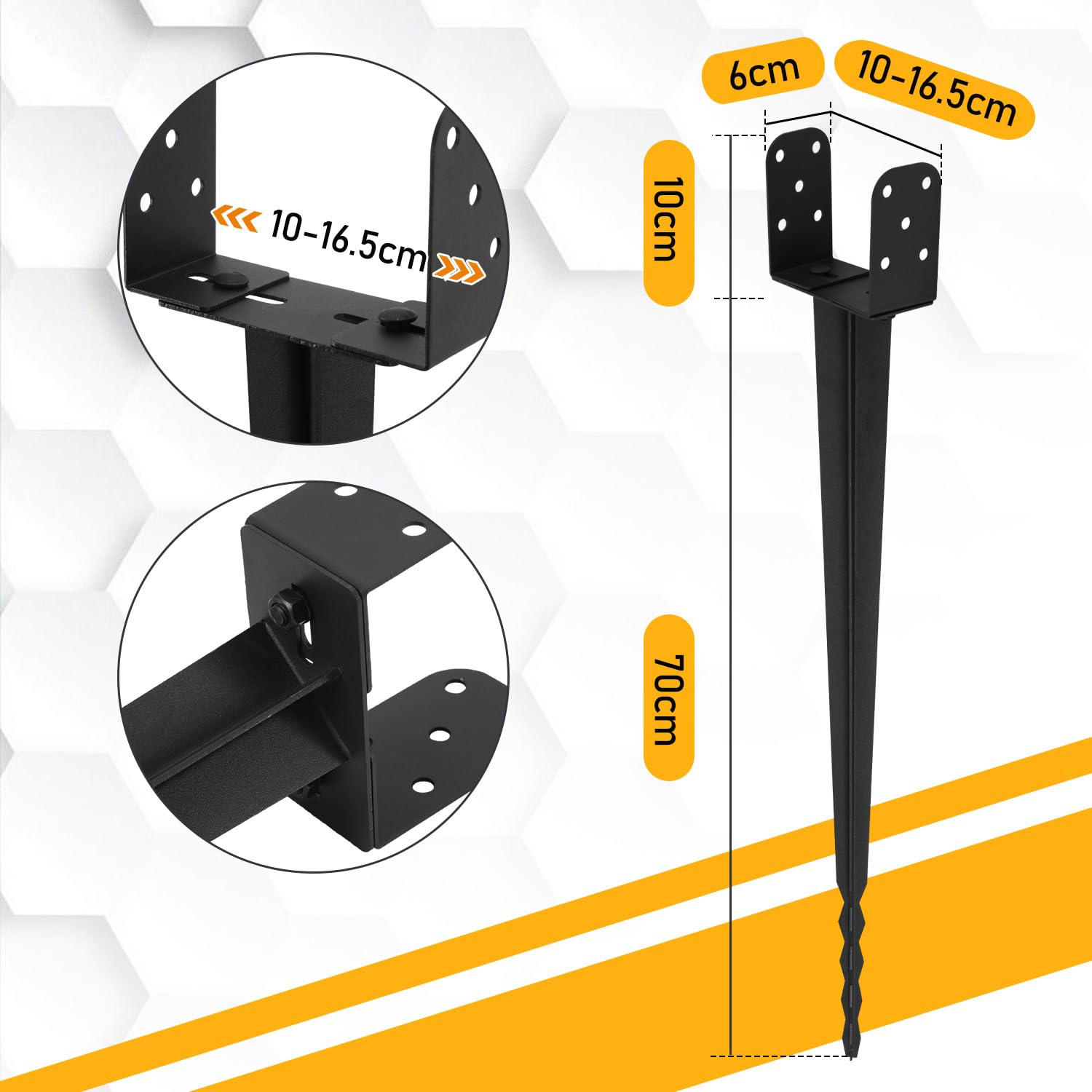 Bodenhülse Einschlaghülse 4er Set U 700 mm verstellbar 10–16,5 cm