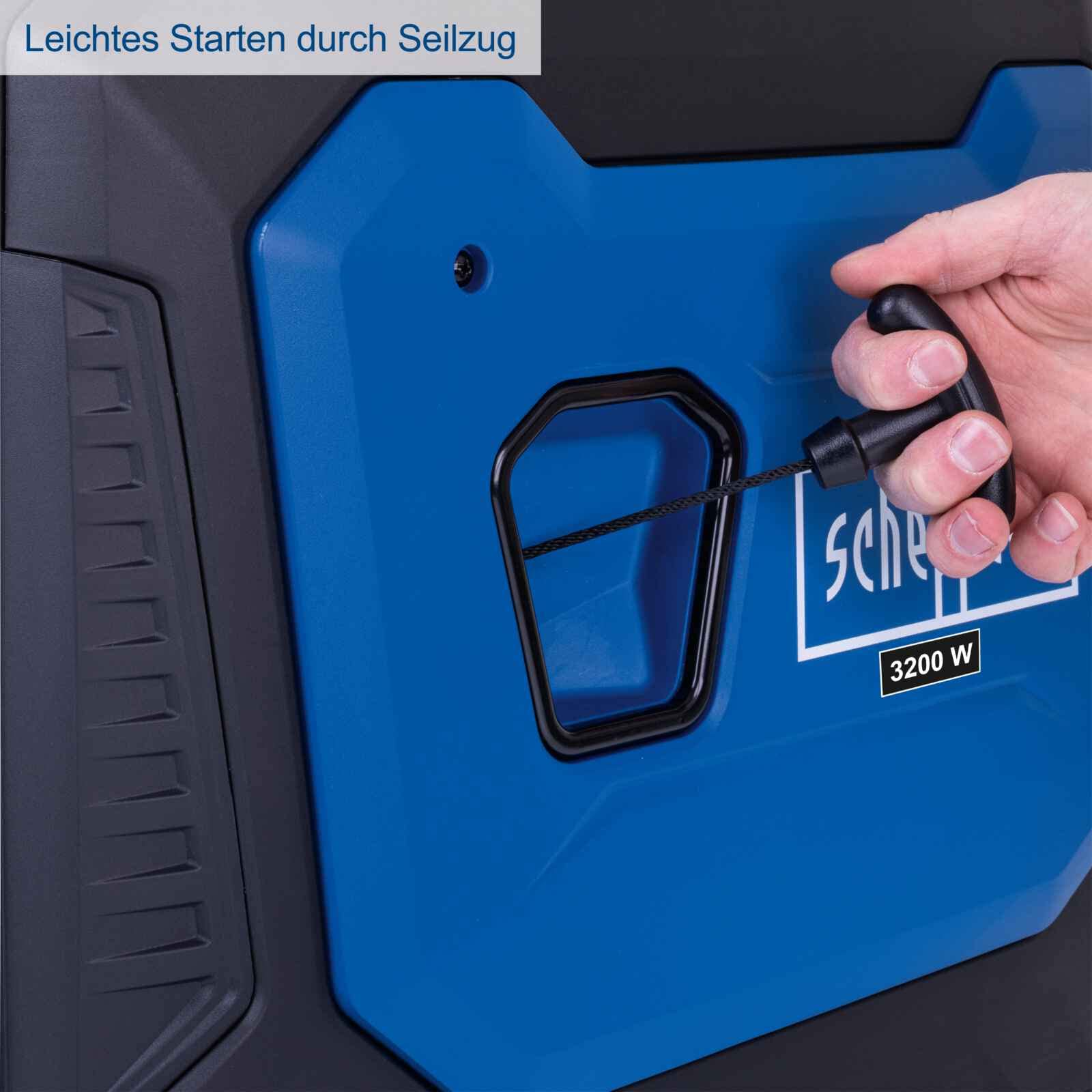 Scheppach Inverter Benzin Stromerzeuger SG3500i Stromgenerator Notstromaggregat | mit Invertertechnik für sensibler Elektronik | 3500W | Steckdosen 2x230V / 2xUSB Typ A / 1x12V DC | 66 dB Lautstärke