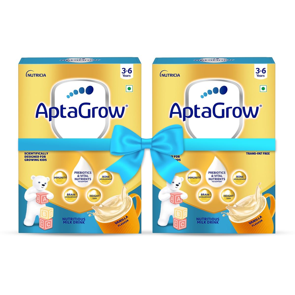 AptaGrow Milk Drink Powder for Kid s Height Gain, Immunity & Brain Development, Nutritious & Tasty Vanilla Flavor, 400g | 37 Nutrients | Prebiotics | Low Fat | Veg | Pack of 2-image-49