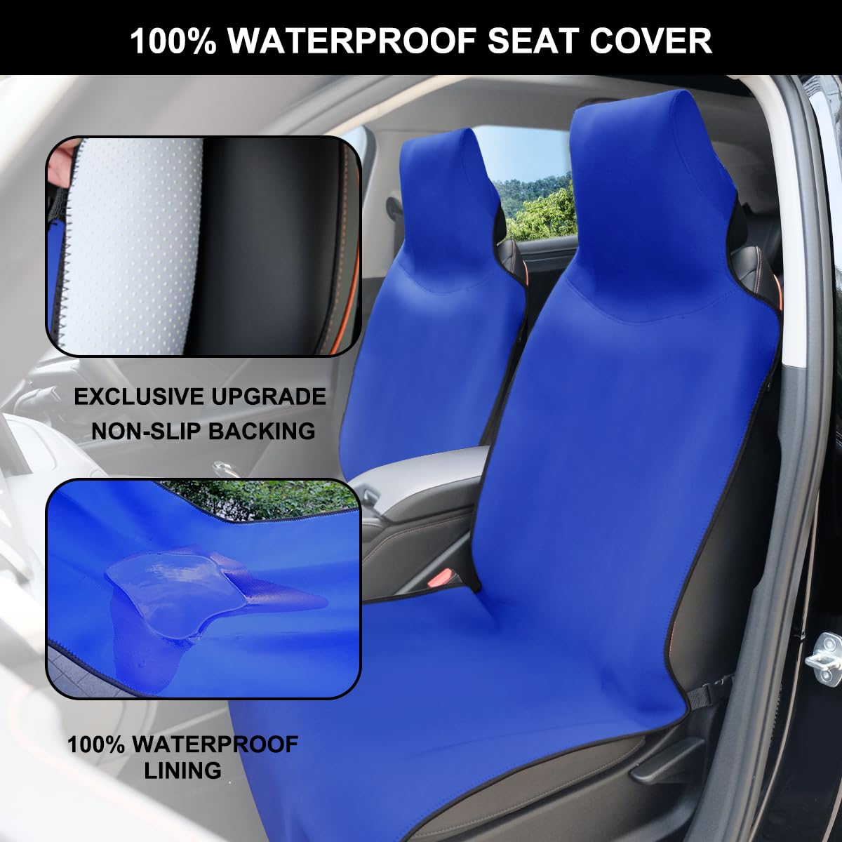 INFANZIA Coprisedili impermeabili di alta qualità, 2 pezzi, protezione per sedili auto, in neoprene, misura universale, 100% lavabile, rimovibile, antiscivolo, antiscivolo, per palestra, allenamento