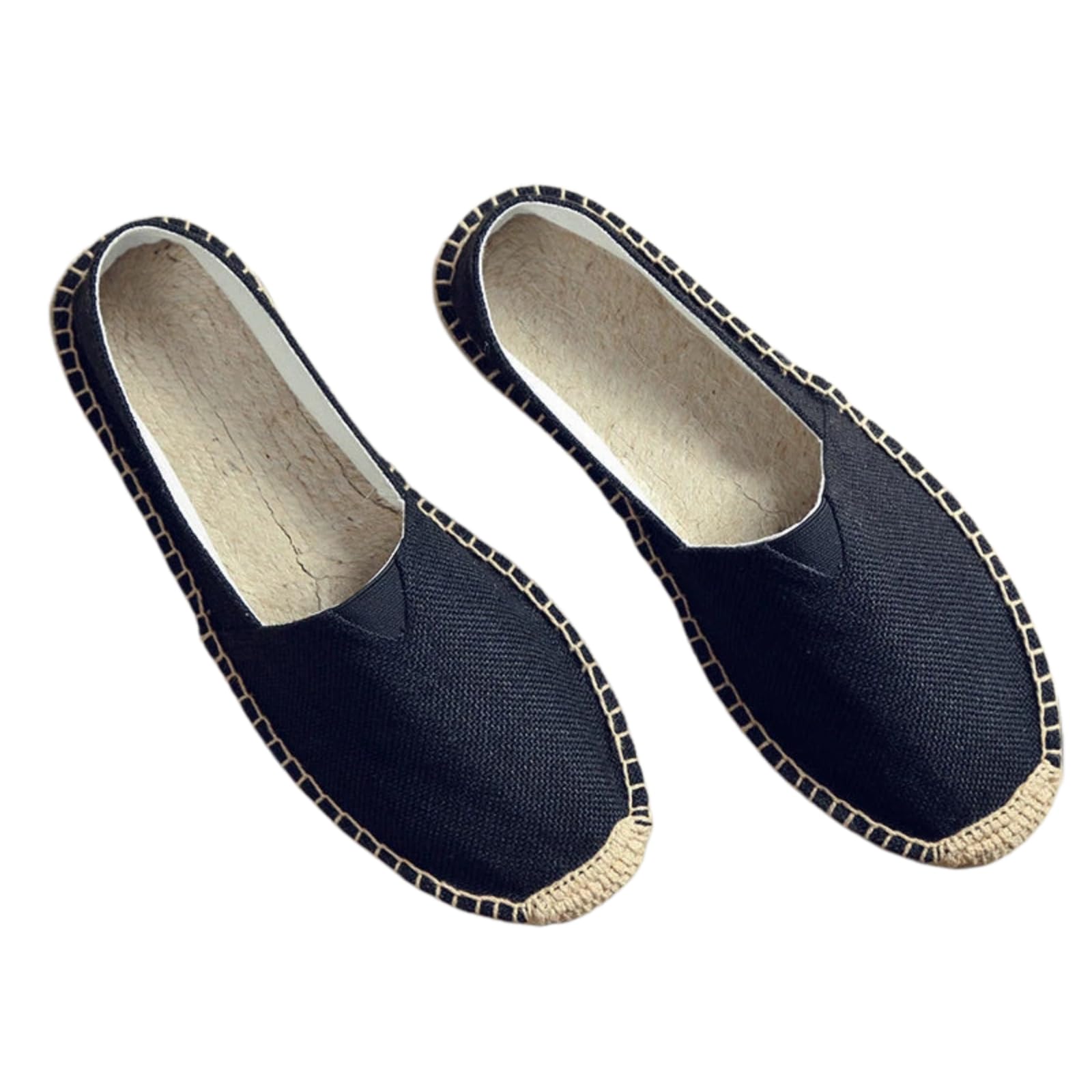 FISCHERSCHUHE LEINENSOHLEN Schlupfschuhe FÜR Herren Damen(Schwarz,36)