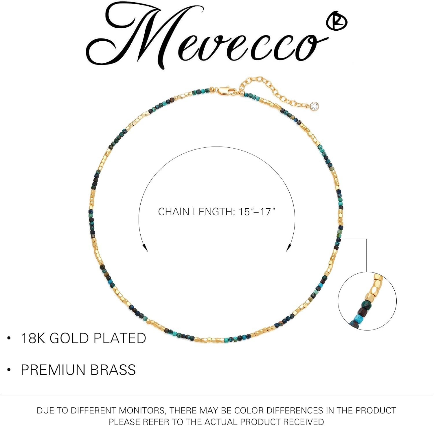 MEVECCO Dainty Gold Choker Necklace for Women 18K Gold Plated Irregular Mixed Beaded Choker Necklace for Her Jewelry Gift - Image 5