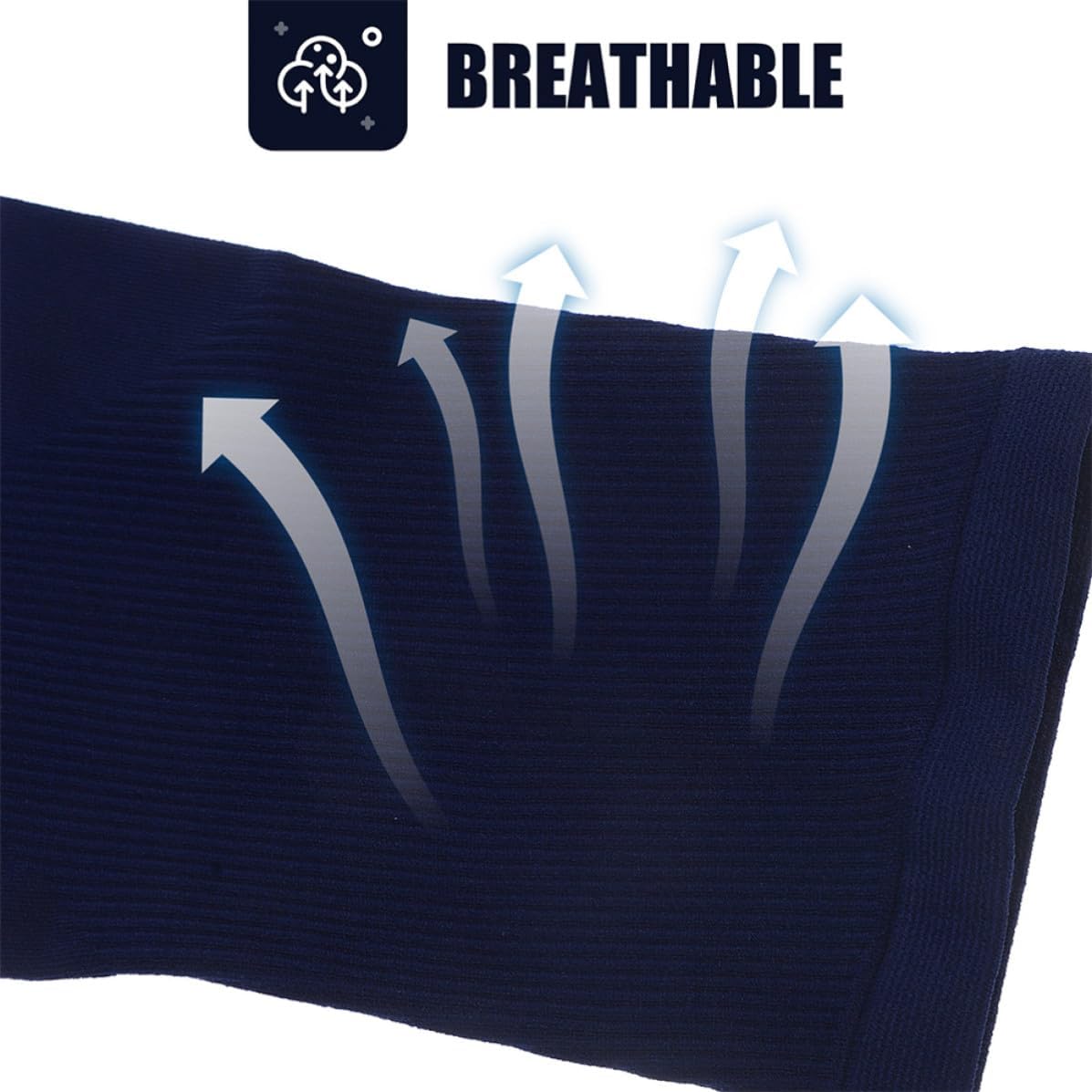 2 Pairs Navy Cooling Arm Sleeves for Men Women and UV Protection Lightweight Chinlon Sun Sleeves for Playing Basketball and Golf