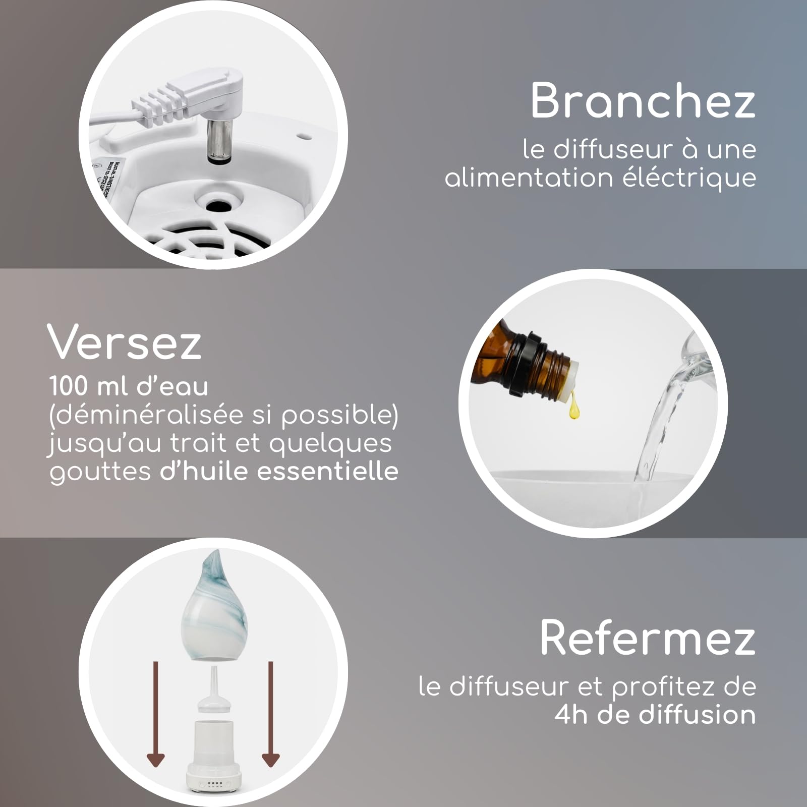 Zen'Aroma Difusor de Aceite Esencial Yangtze – Difusor ultrasónico de aromaterapia en frío – Difusor eléctrico humidificador – Cristalería con diseño Decorativo e iluminación LED Personalizable