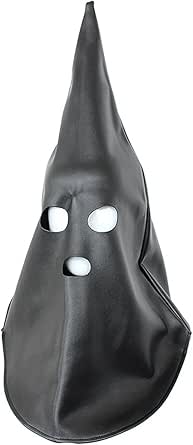 Leather Bondage Gimp Mask Hood, Black Full Face Blindfold Breathable Restraint Head Hood, Sex Toys, for Unisex Adults Couples, BDSM/LGBT Cosplay Halloween Masquerade Mask