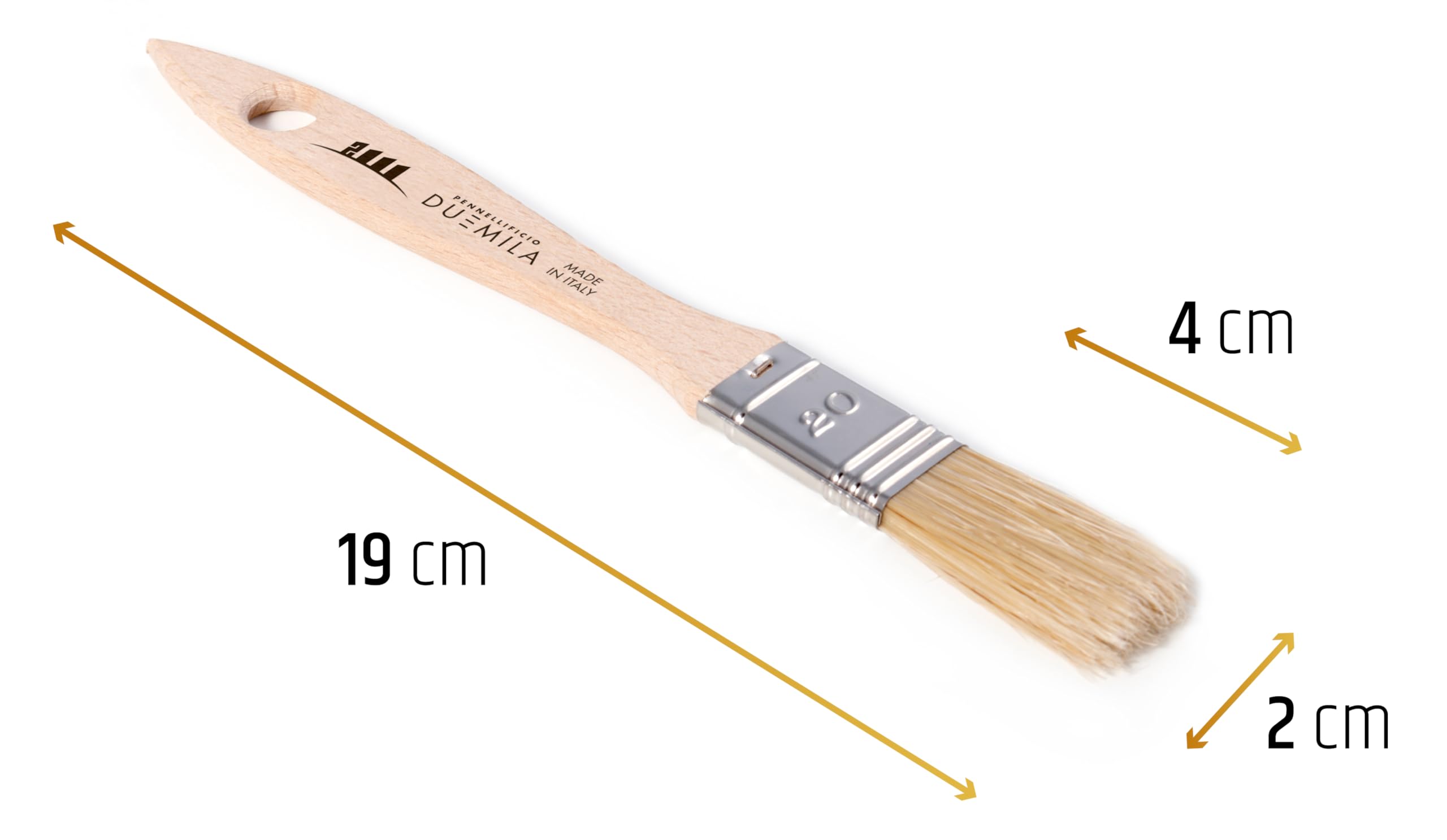 PENNELLIFICIO 2000 | Pennello per Ritocchi e Pulizie, Pennello Piatto, per Vernice Acrilica e a Solvente, Ghiera in Banda Stagnata, Larghezza 20 mm – Made in Italy