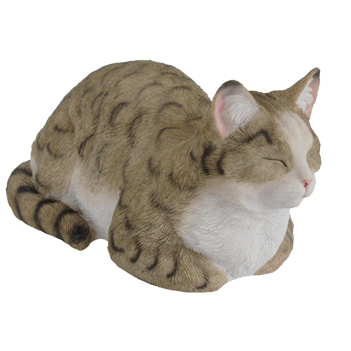 Colourliving Deko Katze Lebensecht Katzenfigur Gartenfigur Schlafend Dekofigur Grau Emma
