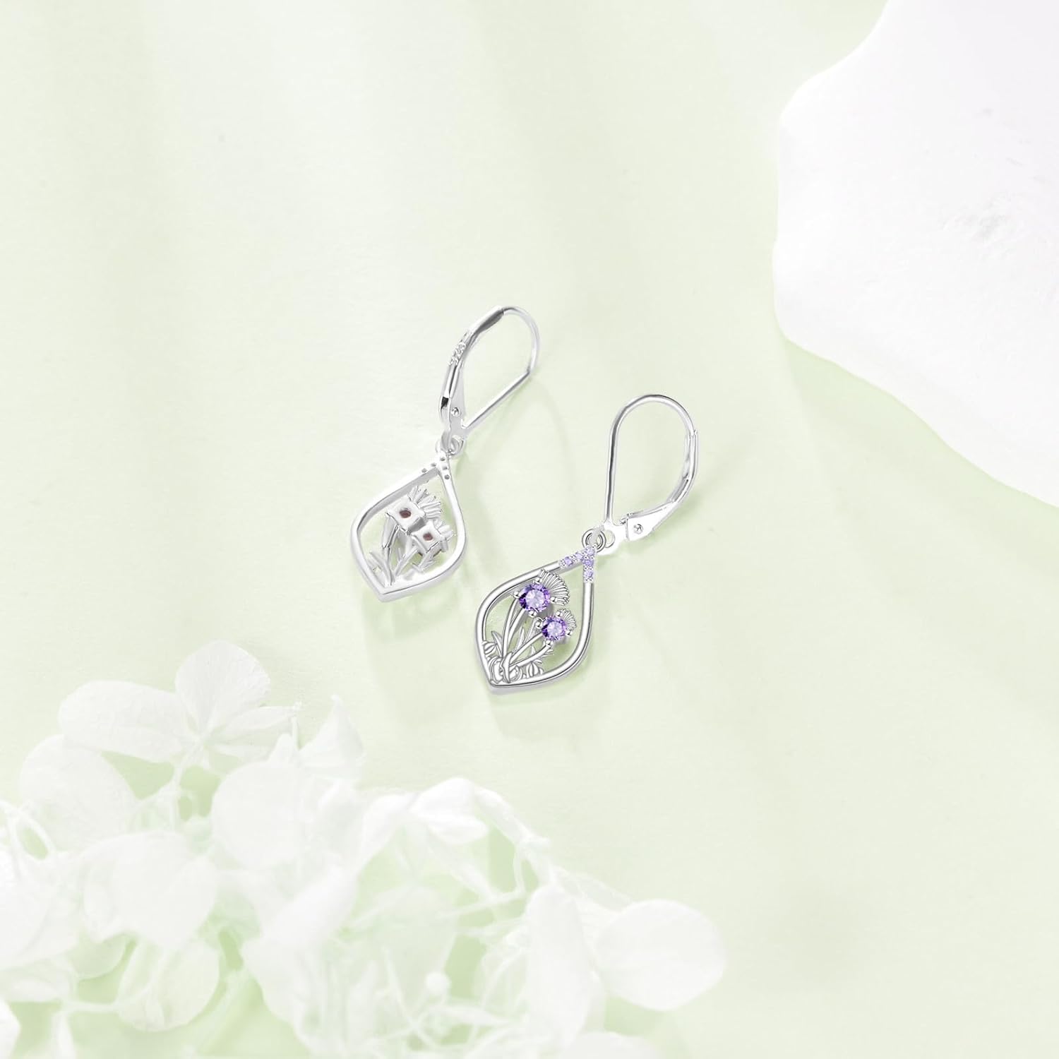Scottish Thistle Earrings 925 Sterling Silver Scottish Thistle Dangle Earring Jewelry Gifts for Women - Image 6