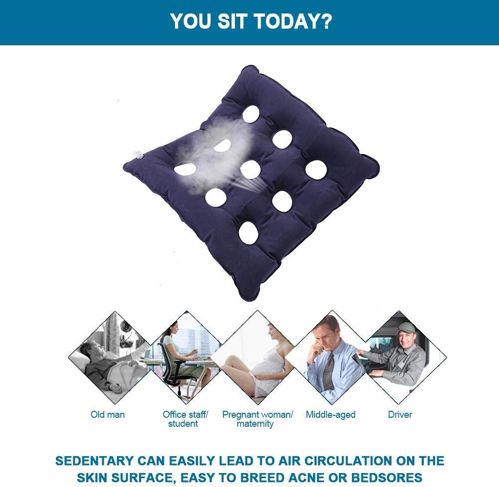 Cuscino Sedile Gonfiabile Antidecubito Per Sedia A Rotelle - Con Pompa Ad Aria, 46x46 Cm