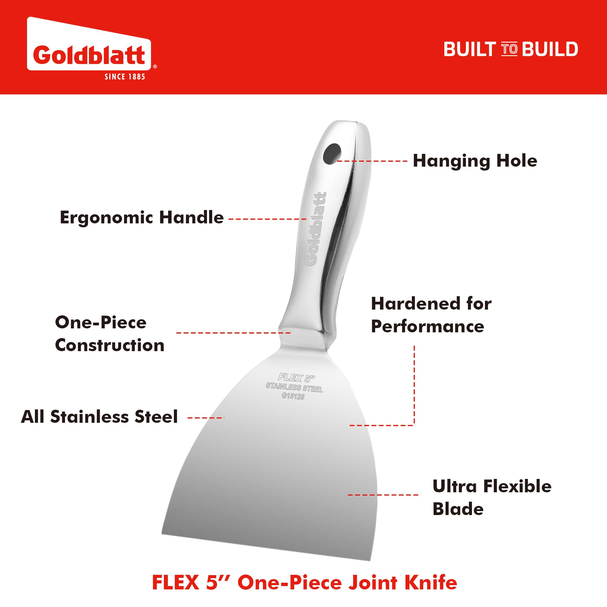 Goldblatt 5" Stainless Steel Putty Knife -2 Goldblatt 5" Stainless Steel Putty Knife -2