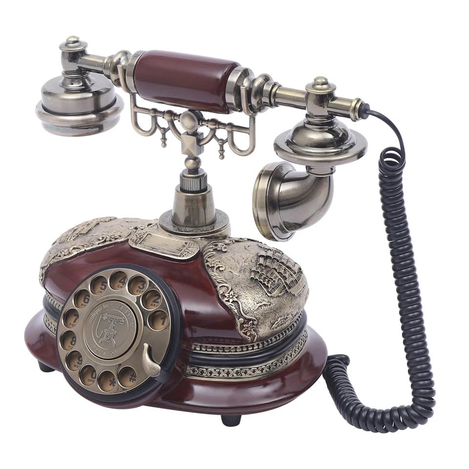 Image of Scizor Home Office Decor Landlines Fashion Creative Antique European Pastoral Retro Wired Phone, Nostalgic Style, Rotary Dial, with Resin Body, Used for Office Home Living Room Telephone Line (SC-04)