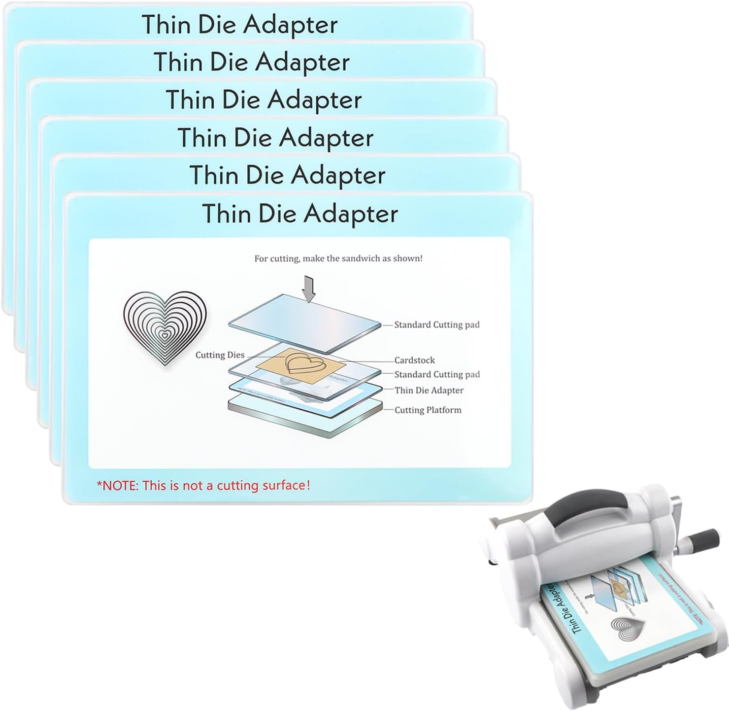 BAOFALI 6PCS Thin Die Adapter for Die Cutting Machine; PC Plastic Standard Adapter Pad for Thin Wafer Dies Increases Cutting Capability Scrapbooking Die-Cutting Plate Adaptor 9x6inch(22.8x15.4cm)