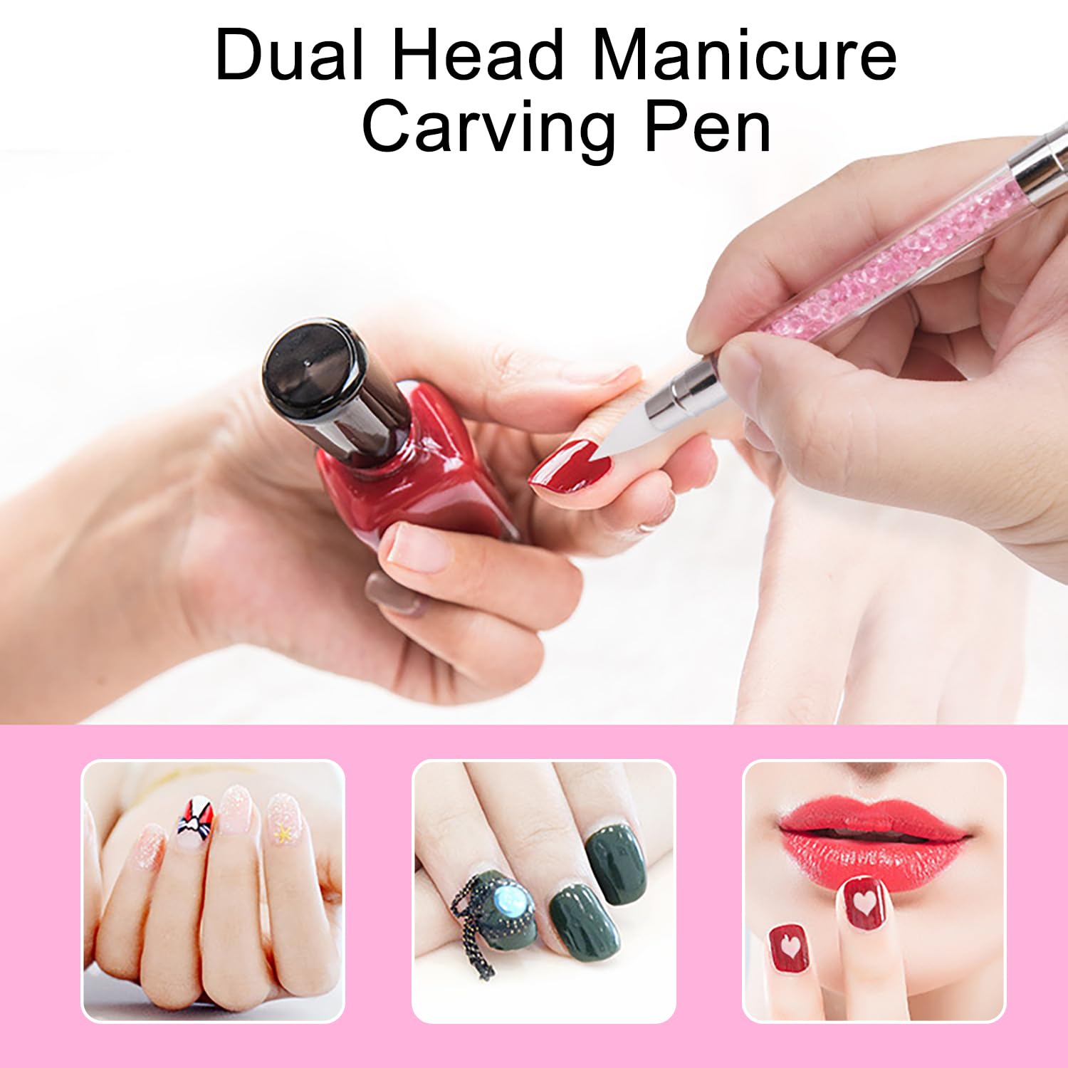 5 pcs Silicone Nail Sculpture Pen, pinceles para uñas de Doble Cabeza Nail, Herramientas de Manicura para Diseño