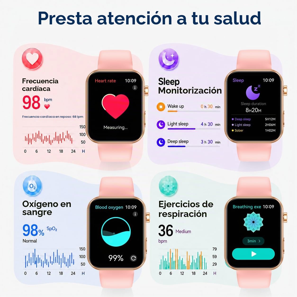Reloj Inteligente Mujer Smartwatch con Cámara: 1.91" Primer Reloj del Mundo con Esfera de Video Deportivo Tracker con Bluetooth Llamada Monitor Sueño SpO2 Frecuencia Cardíaca IP67 para Android I0S