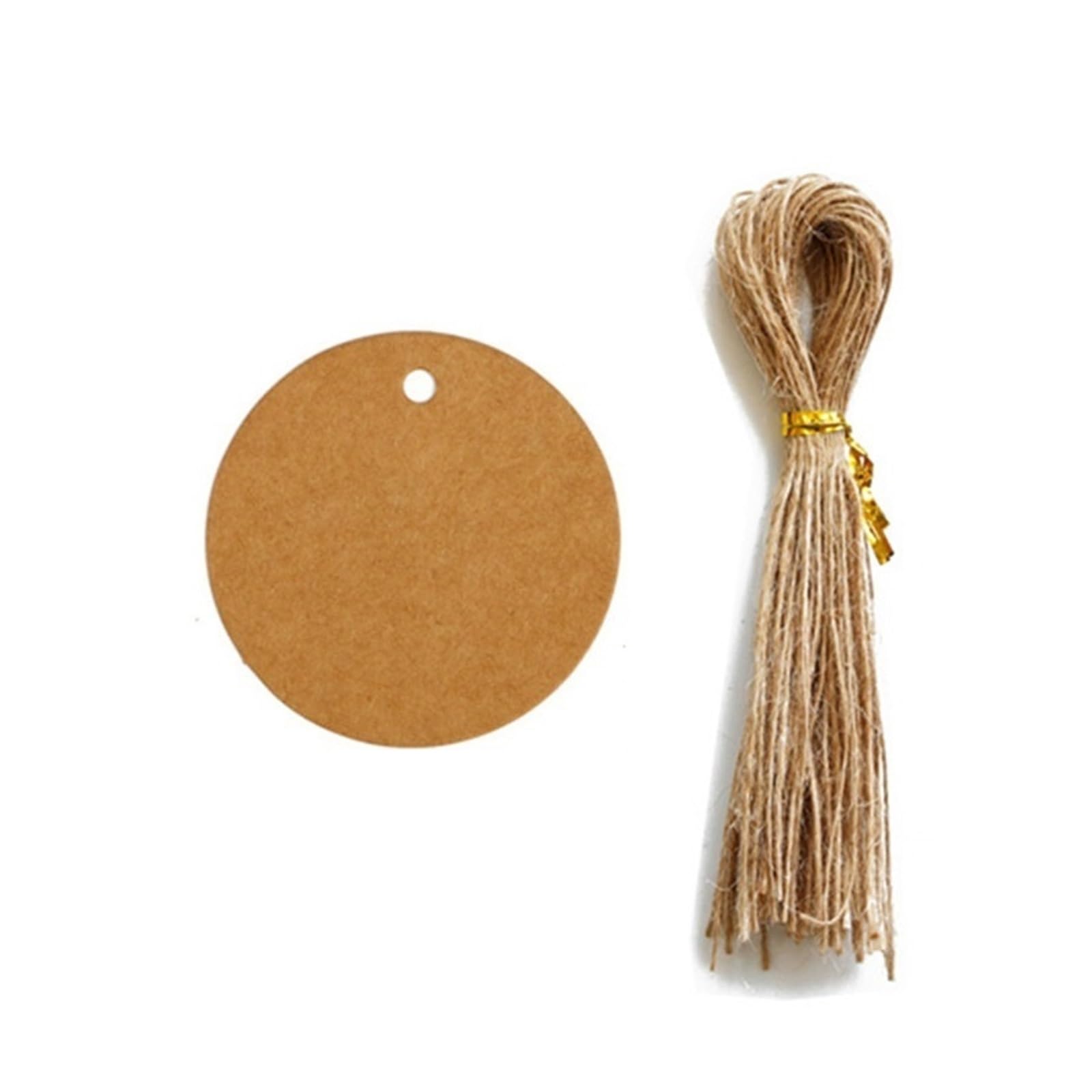rice Tags with String 200Pcs Blank Round Hang Tags Vintage Kraft Paper Tag Cards DIY Bookmark Message Greeting Small Product Labels For Cupcake Stand