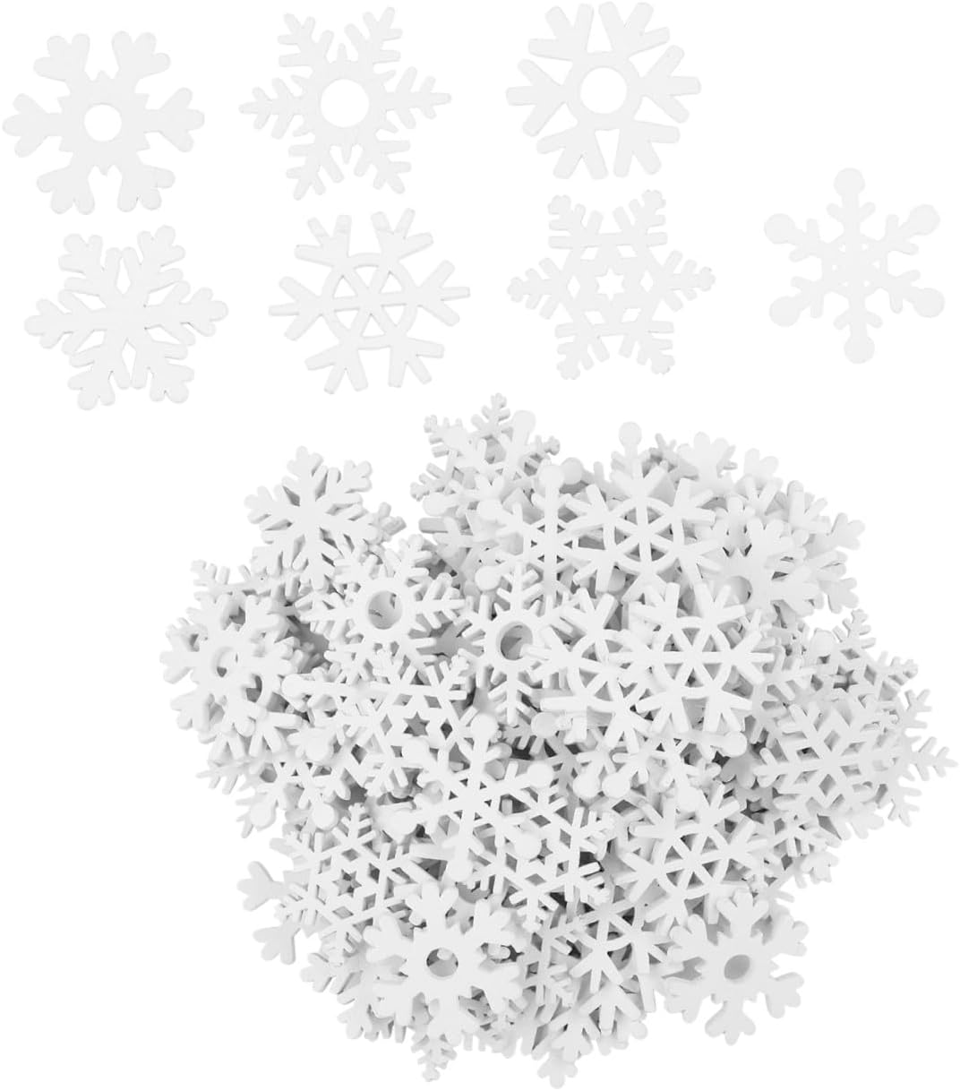 100pcs Christmas Decorations Christmas Wood Ornament Crafts Snow Shaped Craft Decoraciones para Salas De Casa Christmas Ornaments Home Decorations Wooden Pendant