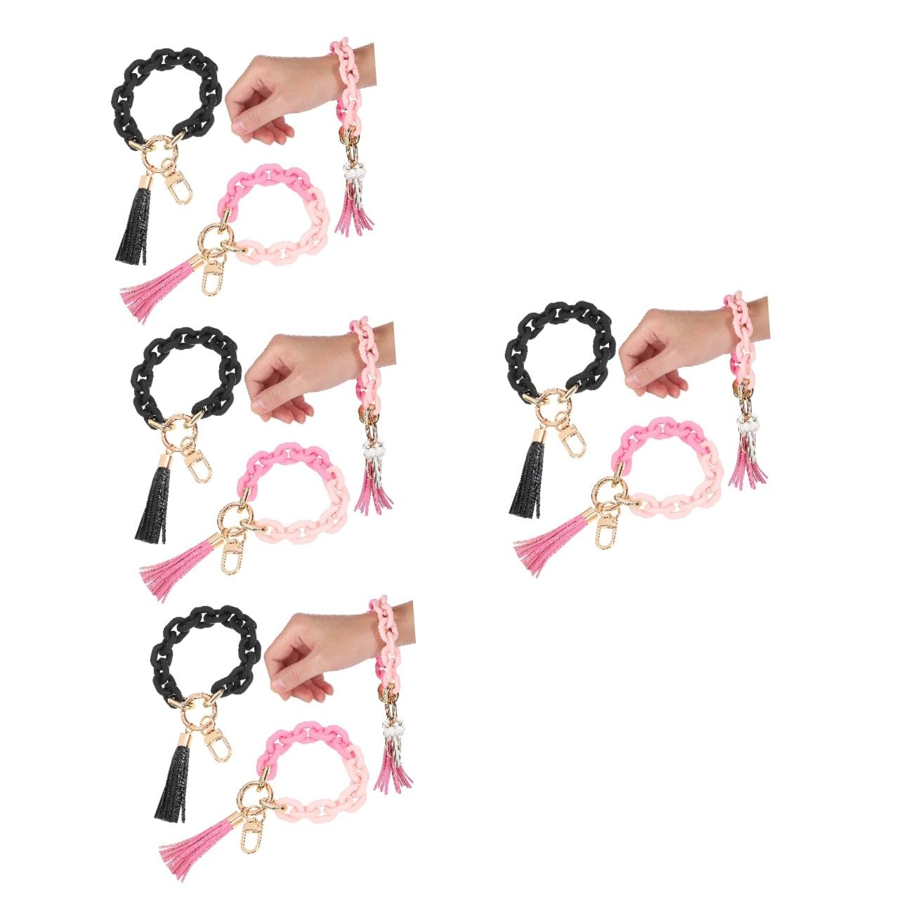 SOIMISS Damen Schlüsselanhänger Schlüsselring Mit Kette Schlüsselringe Mit Kette Perlenarmbänder Bausatz Klobige Kettenarmband-schlüsselanhänger Schlüsselbundarmbänder Acryl 2st