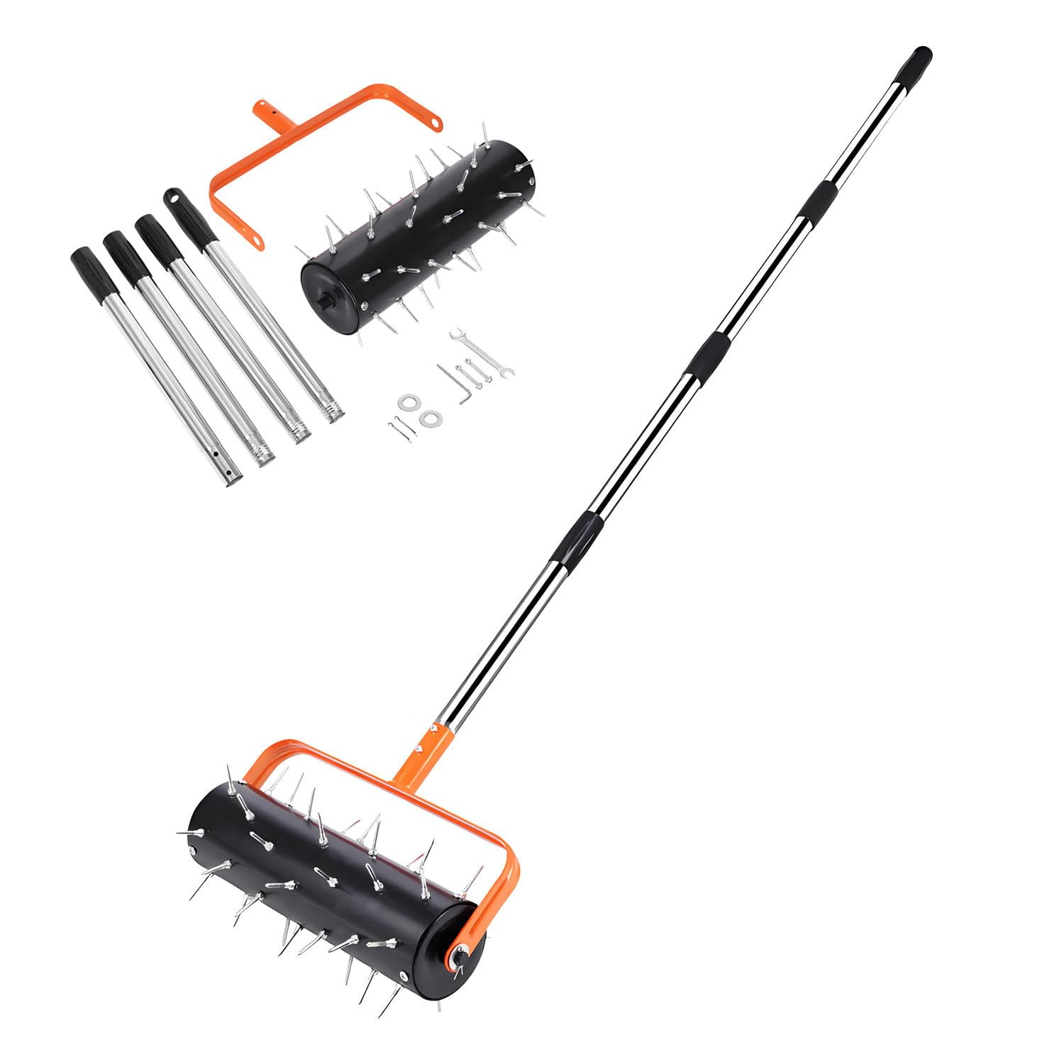 DUMIPME Manual Soil Aerating Spike Roller Lawn Aerator with Extendable Anti-Slip Handle, Practical Yard Garden Turf Maintenance Tool