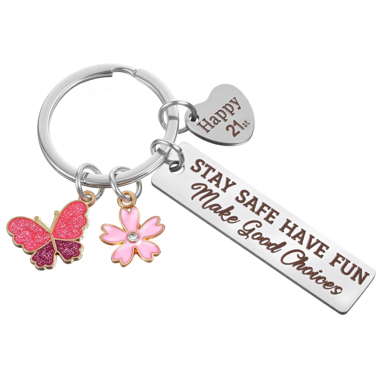 21 Birthday Gifts for Her, Bag Charm Keychain Accessories Sweet Keychain Gift for 21 Year Old Female for Sister Daughter Birthday Jewelry Keyring